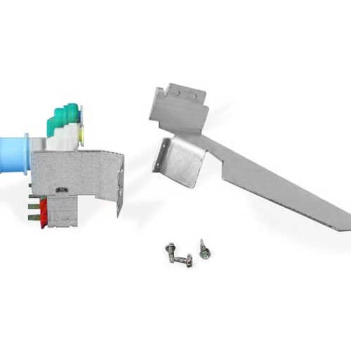 Whirlpool W10247725 Dual Water Inlet Valve Service Kit with mounting bracket and hardware.
