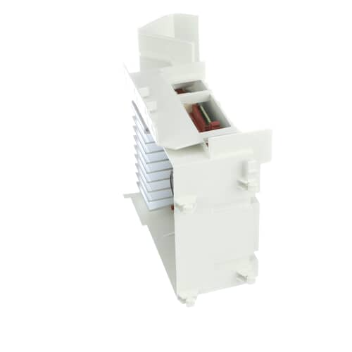 An end-on profile of the Whirlpool W10756692 motor control board, highlighting the electrical connection ports and the side of the heat sink.