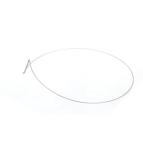 A full view of the circular wire Whirlpool W10902779 washer boot seal retaining ring with its integrated tension spring.