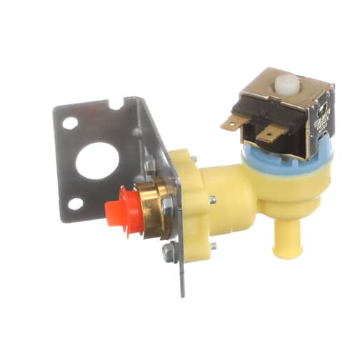 A side profile of the Whirlpool W11082871 inlet valve, highlighting the electrical connectors on the solenoid.