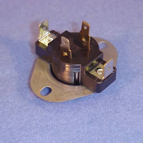 The metal mounting bracket/flange of the dryer cycling thermostat WP3387134.