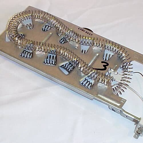 Detail of the heating element terminals and internal wiring.