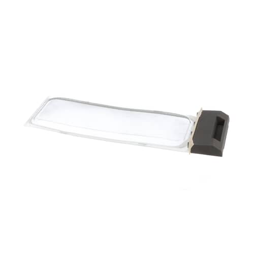 Side view of the white plastic dryer lint screen WP349639.