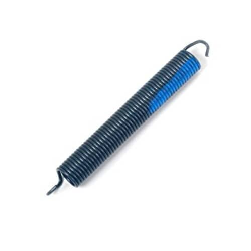 A side profile of the Whirlpool WP8270182 door spring, showing the complete length of the coiled metal and the end hooks.