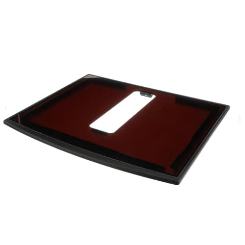 Angled view of the black Whirlpool 12002557 glass cooktop surface.