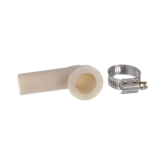 Genuine Whirlpool 208847 siphon break elbow kit for washers, includes clamp for secure fitting.