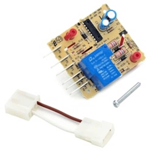 Top view of Whirlpool 4388932 refrigerator defrost timer control board with relay module, harness, and mounting screw.