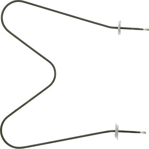 A Z-shaped black appliance heating element with mounting plates and exposed terminals at both ends.