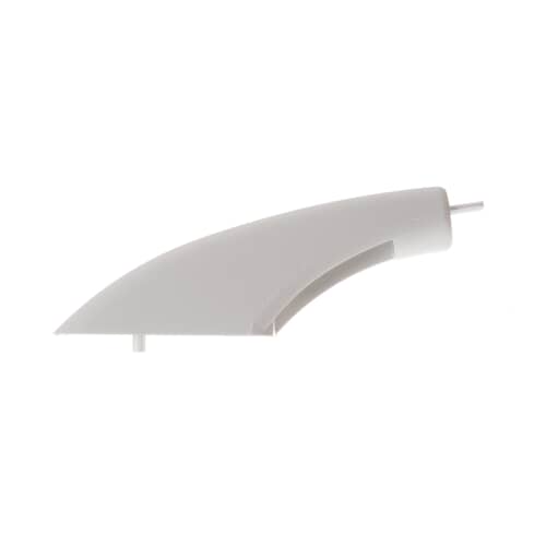 White plastic handle end cap. Used for appliance door trim.