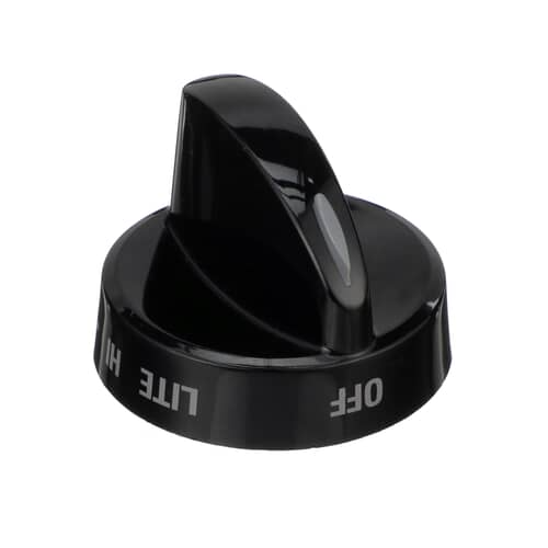 Electrolux 316442513 Black Gas Range Top Burner Knob showing OFF/LITE/HI markings.