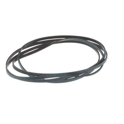 Dryer belt coiled into a loose loop, shown on a white background.