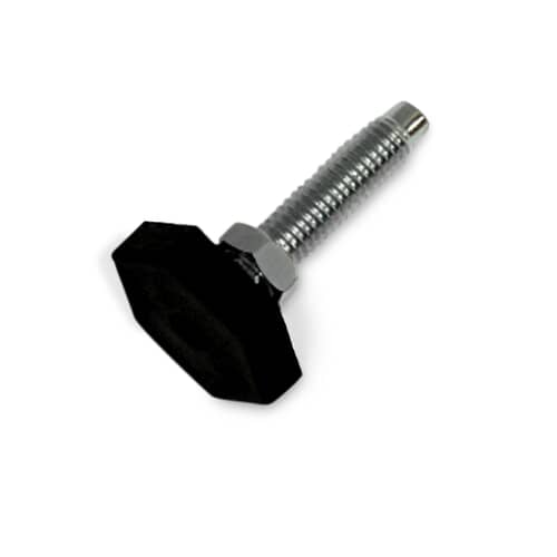 Rear view of the leveling leg assembly showing the hexagonal nut for adjustment