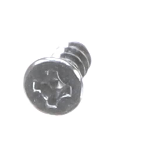 Side view of the silver self-tapping screw on a white background.
