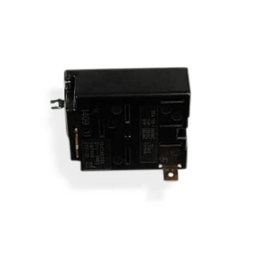 Rear view of the start switch showing the black plastic body and electrical spade terminals