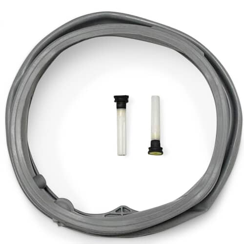 Electrolux door boot seal with two small white vent tubes laid out on a white surface