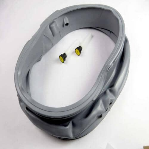 Interior view of the door boot showing the flexible seal ribs and the attachment points for the vent tubes