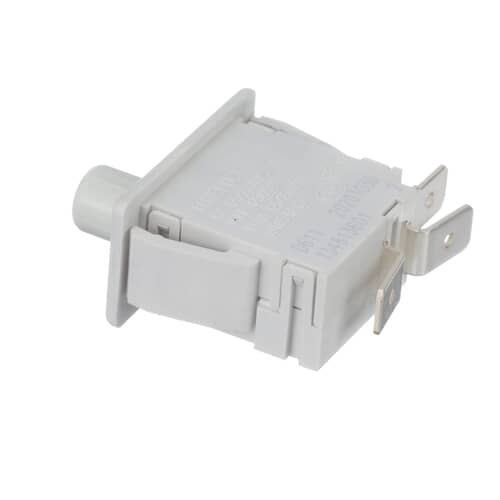 Angled view of the switch showing the mounting flange and spade terminals