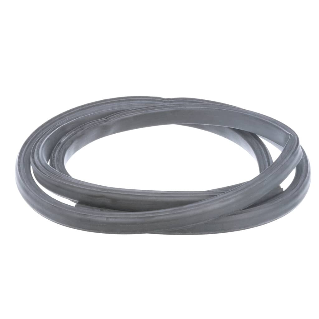 Side view of the Electrolux 154827601 Dishwasher Tub Gasket, highlighting the coiled shape and flexible material that conforms to the door and tub for optimal sealing.
