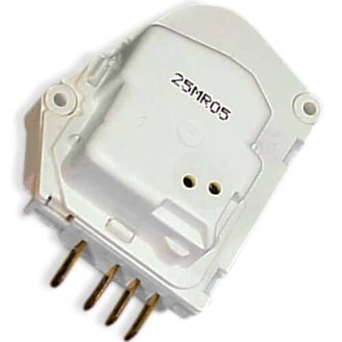 Front view of the white timer housing showing the label with specifications (10A, 1/3 HP, 6 HOUR TIMER).