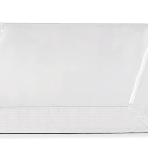 View showing the side of the clear drawer with its mounting tab/handle feature.