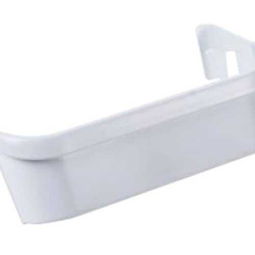 Angled view of the clear storage bin showing its depth and clean, smooth sides.