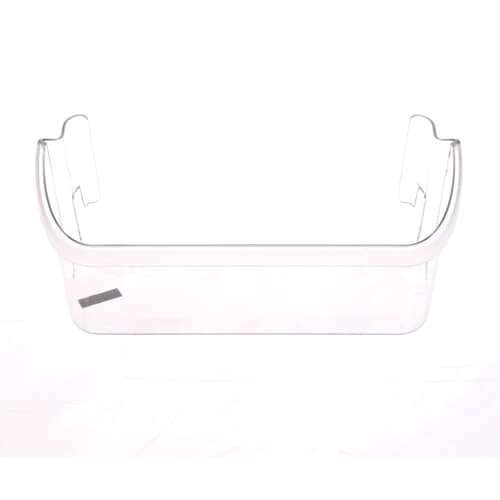 A front view of the clear Electrolux 240363702 2-liter door bin.