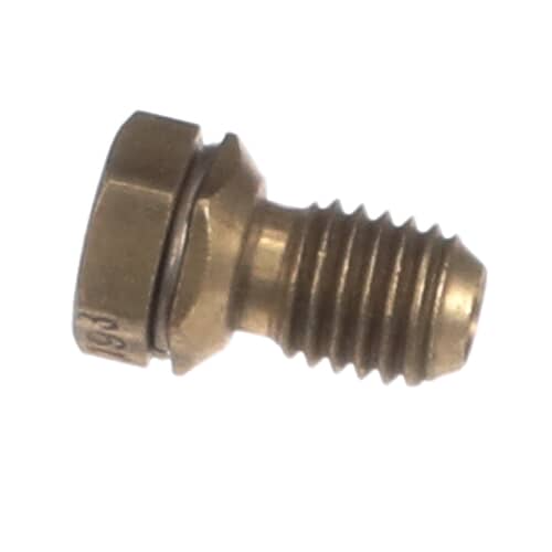 Close-up of the orifice spud showing the small precision hole for gas flow.