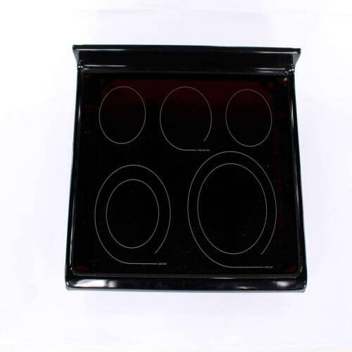 Alternative angled view of the replacement black glass cooktop.