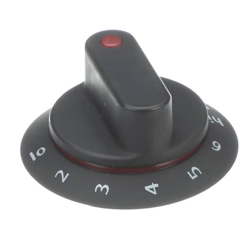 Electrolux 318099104 black control knob showing the higher numbered settings (9, 10, HI).