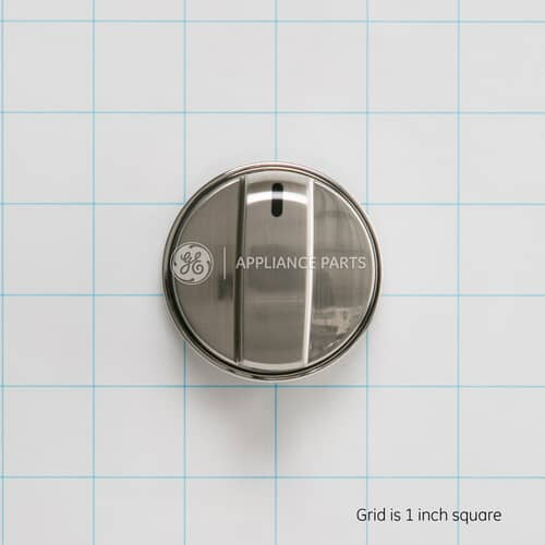 Front view of the large knob assembly on a scale grid.