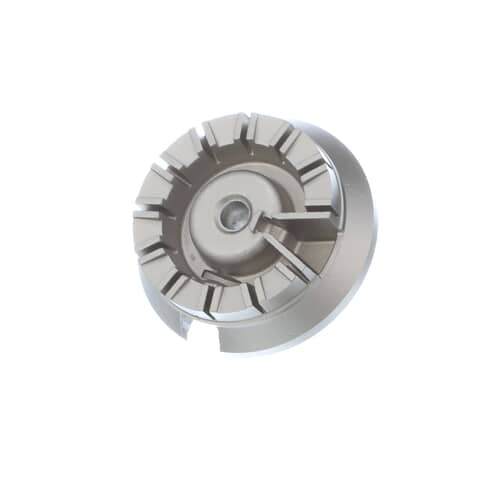 Top-down view of the WB16K10070 small gas burner head, highlighting the gas distribution slots.