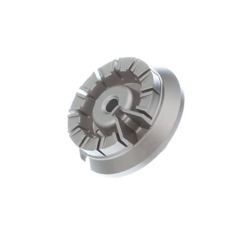 GE WB16K10070 small surface burner head (5K BTU), showing the flame ports and orifice hood connection.