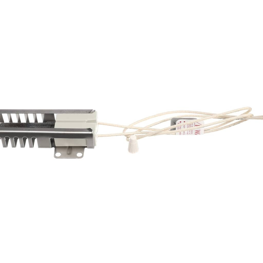 Front view of the GE WB2X9998 Oven Igniter, highlighting the precision-engineered ceramic material and mounting bracket designed for quick and reliable gas ignition in compatible ovens.