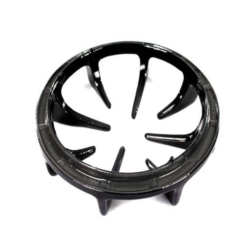 Isometric view of the black enamel burner grate replacement WB31T10006.