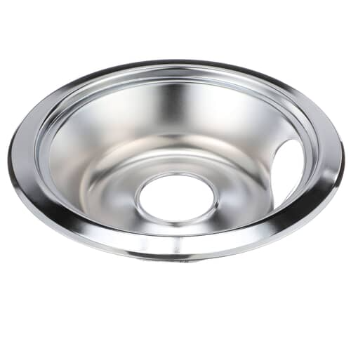 GE WB31X5010 6-inch Electric Range Burner Drip Bowl in chrome.