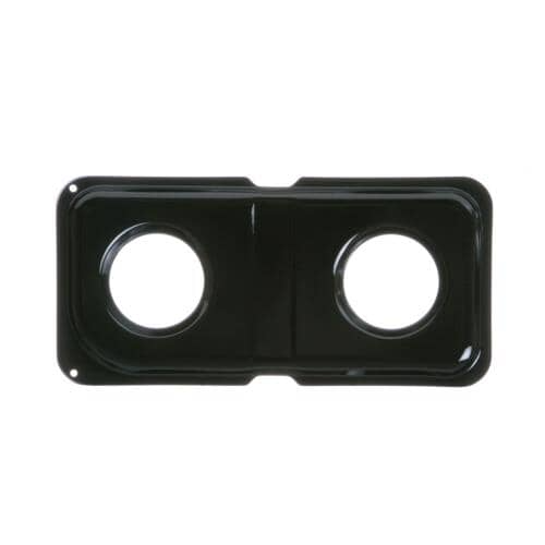 GE WB34K10010 Black Porcelain Double Drip Pan for the left side of a gas range.