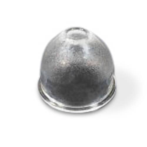 Angled view of the dome-shaped glass oven light cover.