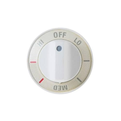 GE WB3K5243 Electric Range Surface Element Control Knob (White) on a grid for scale.