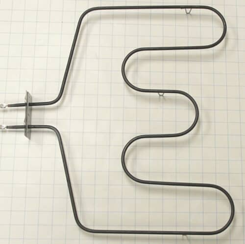 Top-down view of the WB44T10005 bake element on a grid for dimensions.