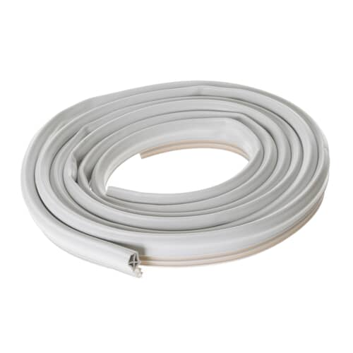 Large loop of the white GE WD08X10016 dishwasher door gasket against a white background