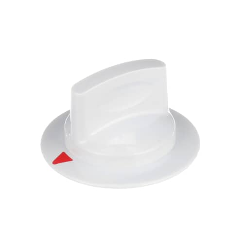 Side view of the white control knob highlighting the flange diameter