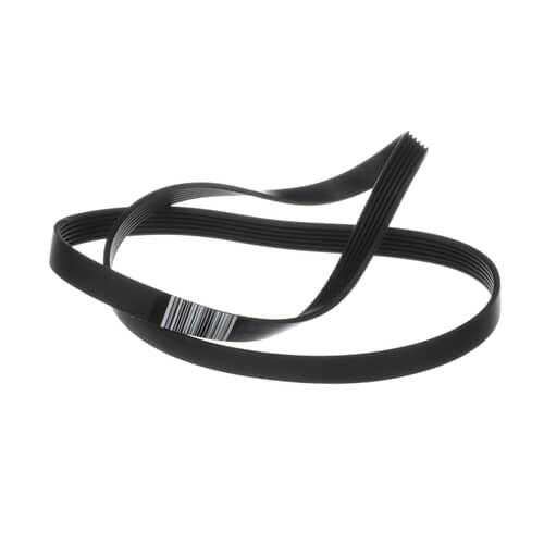 GE 6-rib drive belt shown coiled on a purple background