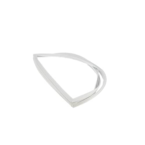 Angled view of the white refrigerator door gasket showing the curved corner shape.