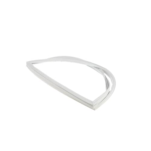 Top-down view of the white gasket laid out on a white background, showing the hollow interior and two overlapping sections.
