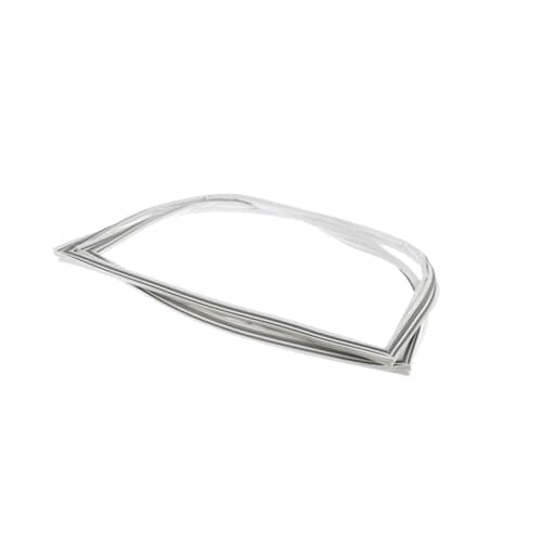 Top-down view of the white refrigerator door gasket, showing the magnetic sealing profile.
