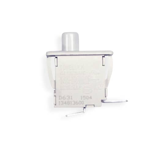 End view of the switch showing the spade terminals protruding from the black base