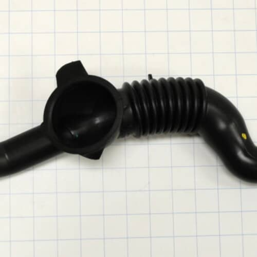 Close-up of the LG washer drain hose on a measurement grid background