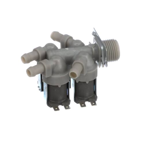 LG 5220FR2008F water inlet valve assembly with gray plastic body and two solenoids