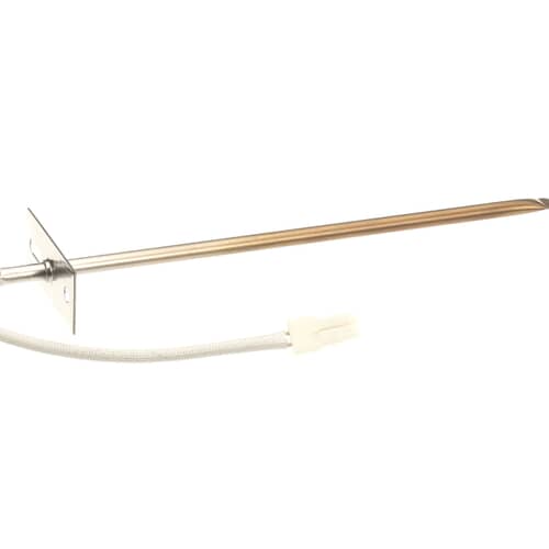 Stainless steel meat probe with a flat tip.