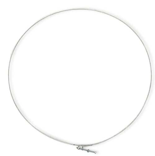 Wider view of the coiled metal clamp ring against a white background
